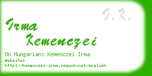 irma kemenczei business card